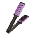 V-shape hair straightening brush styling comb with bristle for smooth hair styling variant. - Purple (PVC Box)