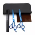 Kit de ciseaux de coiffure professionnels avec ciseaux droits et effileurs et étui - Bleu