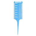 Blauer Kunststoff Haarfärbe Strähnen Kamm Fischgräten Styling Stielkamm für Salon - Blau