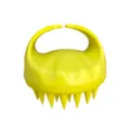 Spazzola massaggio cuoio capelluto in silicone giallo per shampoo, impugnatura ergonomica. - Giallo