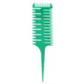 Pettine in plastica verde per colorazione e meches con design multi-dente e coda per salone. - Verde