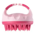 Cepillo de masaje para el cuero cabelludo de silicona rosa con mango para lavar el pelo. - Rosa de Dos Tonos