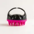 Cepillo de masaje para el cuero cabelludo de silicona negro y rosa para lavado profesional. - Negro/Rojo rosa
