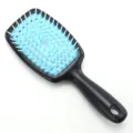 Spazzola per capelli piatta cava, pettine districante da massaggio in plastica nera e blu per uso - Blu nero