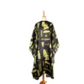Professional black barber cape with yellow hair styling tools pattern for salon haircut use. - Black and Yellow Barber Tools Style / Yellow