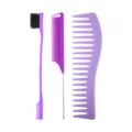 Set di 3 pettini per capelli, strumenti di styling in plastica con spazzola e pettine largo. - Kit Pettine per Capelli Viola / Set di 3 pezzi