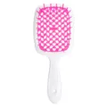 Spazzola per capelli districante professionale con design a nido d'ape cavo, bianca e rosa. - Sacchetto OPP / Rosso Rosa-Manico Bianco