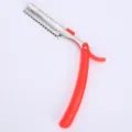 Manual folding razor for men shaving and haircut, portable stainless steel blade holder tool. - Holder Only (Without Blade) / Red