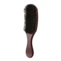Curved beard brush with red wood grain finish, natural soft bristles for men oil hair styling. - Coffee Handle Black Bristle