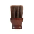 Professional salon hair sweeping brush with wooden handle and soft nylon bristles for barber use. - S