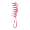 Peine de pelo rosa de dientes anchos para cabello rizado, peine desenredante de plástico - Rosa oscuro