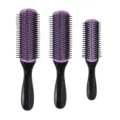 Set spazzola per capelli a 9 file con manico nero e base viola per styling uomo. - Medio / Manico Nero Viola