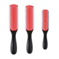 Set di spazzole per capelli per styling a 9 file con manico nero e base rossa uomo. - Medio / Nero rosso