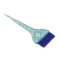 Glitter transparent handle hair dye brush with blue soft bristles for salon use and highlighting. - Large Dyeing Brush / Single Piece / Blue