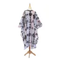 Professional salon barber cape with vintage hair cutting printed design for men and women. - Retro Barber Shop Print / Black
