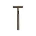 Men's safety razor black metal manual shaving razor with knurled handle for clean face - Elegant Black