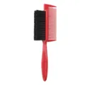 Portable dual-sided hair styling comb and edge brush for sleek pompadour and beard grooming. - Red