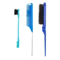 Set di 3 pettini per capelli con spazzola bordi, pettine a coda metallica e spazzola. - Completo 3 Pezzi Blu