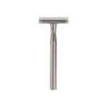 Men's safety razor handle shaving tool for daily beard grooming and facial care use. - Bright Silver