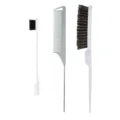 3-Stück Haarstyling Kamm Set Kantenbürste Stielkamm Friseurbedarf für Damen Frisieren - Grau 3-Teiliges Set