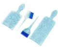 Blue glitter hair dye tool set including tint bowls and brushes for professional salon styling. - Big Brush + Comb Brush + Large Board + Small Board / Four-Piece Set / Blue