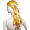 Gold satin du rag head wrap for men and women, breathable sporty tie-back cap for hip hop style. - Yellow