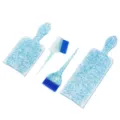 Hair highlighting board and dye brush set with blue glitter for salon styling and coloring. - Blue
