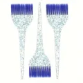 Crystal glitter hair dye brush set featuring soft purple bristles for salon home use. - Large Brush 3-Piece Set / Three-Piece Set / Blue
