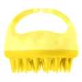 Yellow silicone scalp massage brush with handle for hair washing and shower cleaning 1pc - Simple Packaging / Yellow