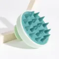 Silicone scalp massage brush for hair washing, head scrubber and deep cleansing tool. - Green