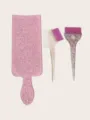 Hair highlight board and tinting brush set, pink glitter salon hair dyeing tool for styling. - Big Brush + Comb Brush + Large Board / Three-Piece Set / Pink