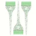Crystal clear hair dyeing brush set with green glitter, soft bristles and pointed tail. - Large Brush 3-Piece Set / Three-Piece Set / Green