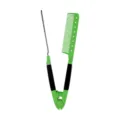 Professional V-shaped hair straightening comb with metal pin for salon styling and smooth hair care. - Green