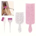 Glitter crystal hair dye brush and highlight board set for professional salon use. - Big Brush + Comb Brush + Large Board + Small Board / Three-Piece Set / Pink