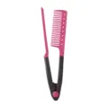 V-shaped hair straightening comb, professional hair styling clip tool for home salon use. - Rose Red