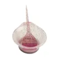 Crystal clear hair dye bowl and pink glitter tint brush set for salon professional use. - Bowl + Large Brush / Two-Piece Set / Red