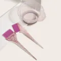 Clear pink glitter hair tinting bowl and brush set for professional hair coloring and styling. - Bowl + Large Brush + Comb Brush / Three-Piece Set / Red