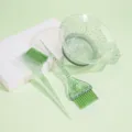 Green glitter hair coloring bowl and brush set for salon hair dye mixing and highlighting tool - Bowl + Large Brush + Comb Brush / Three-Piece Set / Green