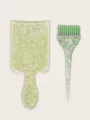 Crystal clear glitter hair tinting brush and paddle set for professional salon hair coloring use. - Large Brush + Small Board / Two-Piece Set / Green