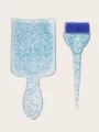 Clear glitter hair dye board and tinting brush set for professional salon styling tools. - Large Brush + Small Board / Two-Piece Set / Blue