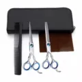 Kit de ciseaux de coiffure professionnels avec ciseaux droits effileur peigne et etui. - Argent