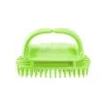 Cepillo de champú para masaje de cuero cabelludo de silicona verde, cómodo y práctico. - Verde Hierba