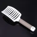 Curved vented hair brush with boar bristles for smooth styling, daily massage and detangling. - OPP Bag / White With Bristles