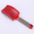 Professional curved vent hair brush with boar bristles for detangling styling massage - OPP Bag / Red With Bristles