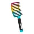 Curved Boar Bristle Hair Brush Rainbow Vent Hairbrush for Styling and Detangling - Iridescent