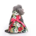 Floral dog dress summer pet clothes cute princess dress with pink bow for small dogs - XDZ301 Black
