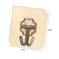 Transparent adhesive wall hook, floral shape punch-free double hook for bathroom and home use. - Brushed Gold