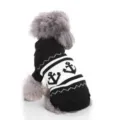 Pull tricoté motif d'ancre noir et blanc pour animal de compagnie petit chien vue principale - S / Ancre