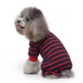 Striped pet dog pyjamas soft cotton onesie comfortable home apparel for small dogs - XS / Red Stripe (SY64)