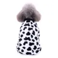 Cute black and white polka dot plush dog pajamas for small dogs, warm winter pet clothes. - S / Cow Print